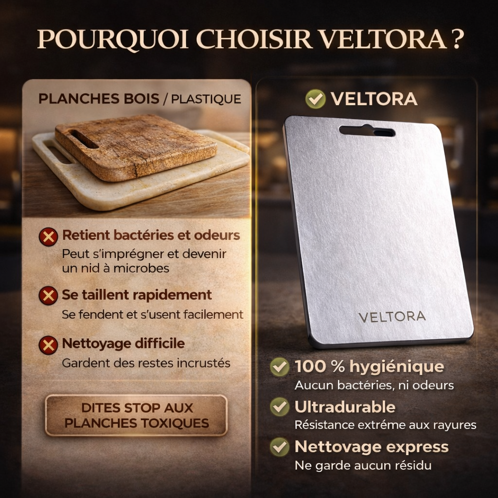 VELTORA® - Planche à découper en titane pur certifié