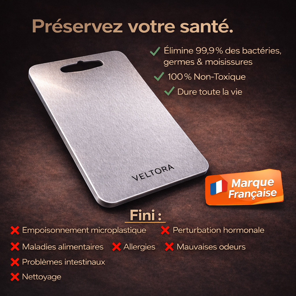 VELTORA® - Planche à découper en titane pur certifié
